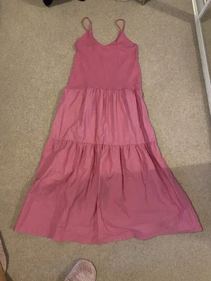 Zara Pink 100% Cotton Summer Holiday Long Dress Size S - Image 1 of 3