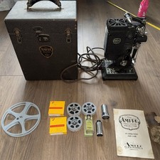 Vintage AMPRO Precision Projector w/ Case Lenses Film Reels Works Parts Manual