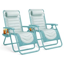 Image of Keplin Zero Gravity Chairs Premium Padded Garden Recliners Set of 2 XXL