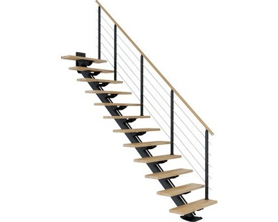 Pertura Mittelholmtreppe Zelos Buche Leimholz Anthrazit Gerade 75 cm 12 Stufen /
