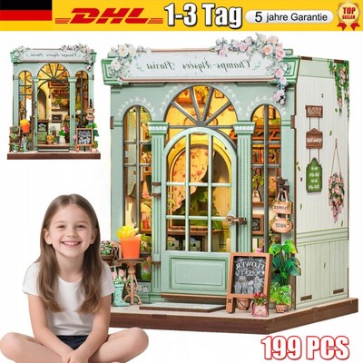 DIY Book Nook Kit 3D Holzpuzzles Booknook Bücherregal Miniaturhaus Geschenk LED*