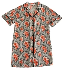 Topshop Womens Floral Indie Boho Retro Cowgirl Shirt Dress Linen Viscose Size 4