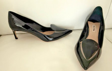 Miu Miu Damen Luxus Schuhe Pumps spitz,Lack Leder schwarz,PRADA Gr.39,5,wie neu