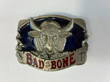 Bad To The Bone Bull Belt Buckle Antique 1992 C+J Inc Made in USA
