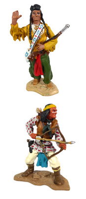 2 Figuren Indianer Geronimo Häuptling Joseph Zinnsoldaten 1:32 60mm LI13