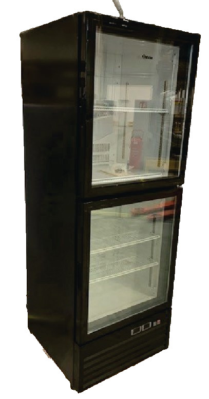 Glastürkühlschrank Glastür Tiefkühlschrank black schwarz mit 4 Rollen TK Schrank