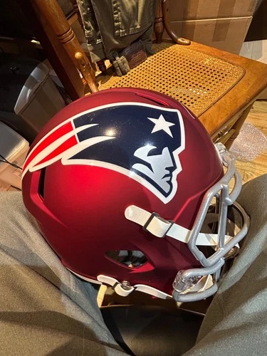 Tom Brady Signed Patriots Full Size Replica Red Speed Blaze Helmet Authentic