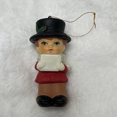 VTG Bradford Novelty Alpine Choir Boy 3  Plastic Christmas Caroling Ornament
