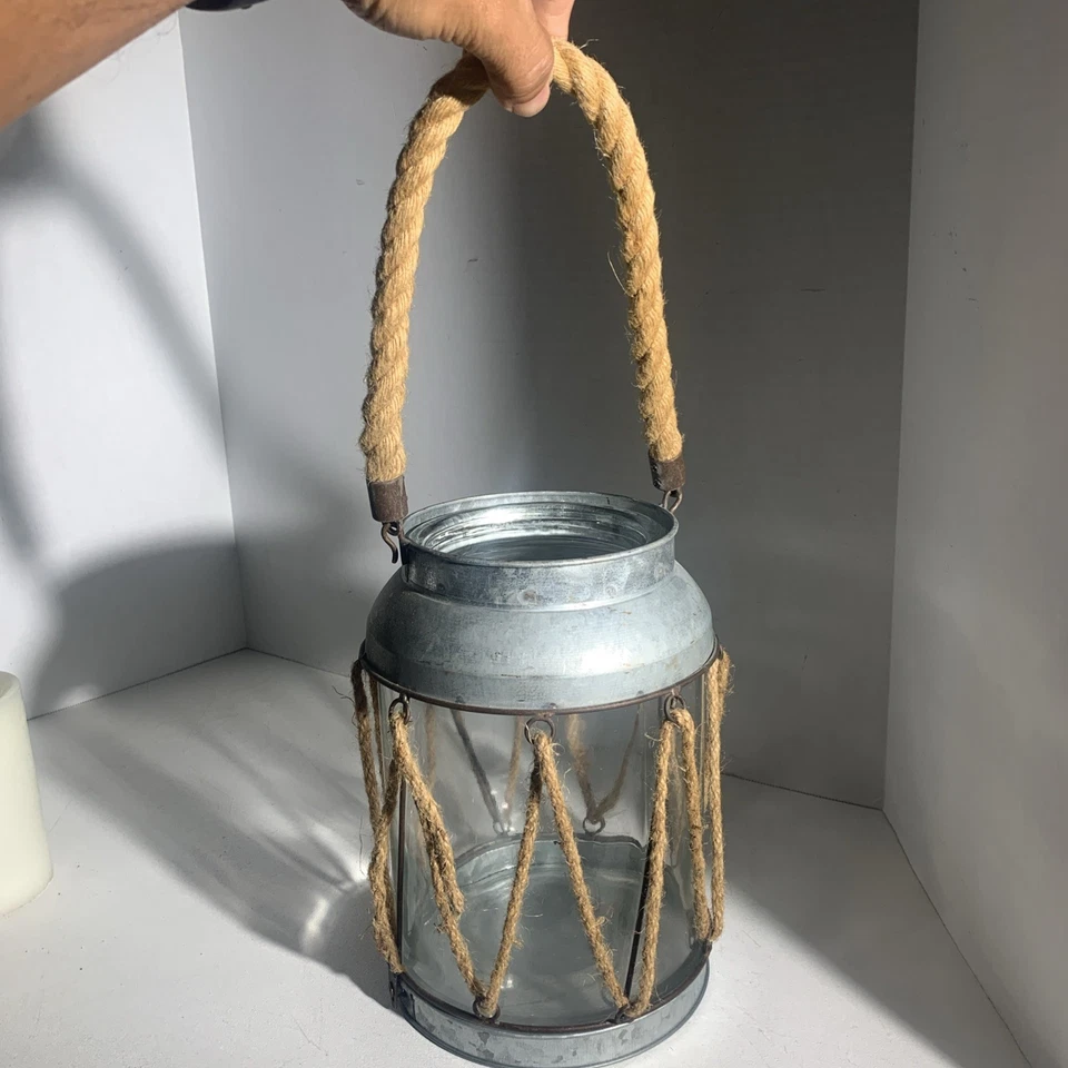 Suporte de vela LED para decoração de corda de vidro de metal para casa de fazenda rústica - Imagem 2 de 4