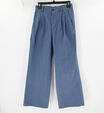 Nili lotan Pants Women 0 L27 Dillon Pleated Blue Cotton Blend wide leg high rise