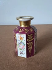 Floral Perfume Bottle Vase 4.5" Vintage Porcelain