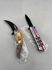 2 Pack Razor Tactical Knife FOLDING Blade Knife Spring Assisted 8 NEW