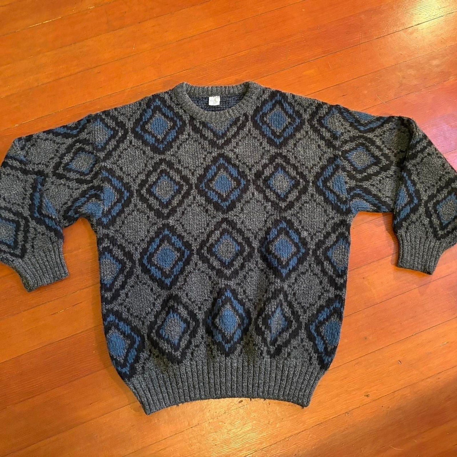 Vtg Sweater Argyle Geometric Pattern Grandpa Swea… - image 1
