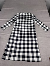 Talbots Buffalo Plaid Shift Dress Women’s Sz SP Midi 3/4 Sleeve Zip Closure NWT