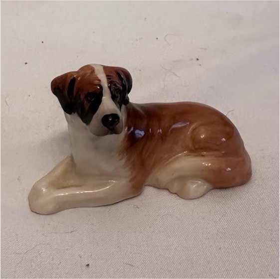 Royal Doulton Saint Bernard Porcelain Dog Figurine Brown White Marked Base