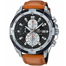 Casio Edifice Chronograph Men's Watch Leather Band Black Dial EFR-539L-1BV