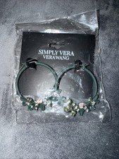 Simply Vera Wang Fashion Earrings green And Black Rhinestones And Flowers
