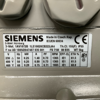 1LE1002-0CB22-2JA4 Siemens IE1 = standard = EFF2 3-Phase Motors | eBay