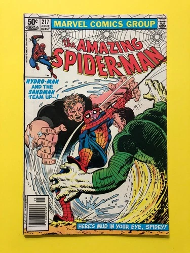 AMAZING SPIDER-MAN #217  1981 BRONZE AGE MARVEL COMICS VG HYDRO-MAN AND SANDMAN