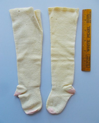 Antique/vintage  baby stockings long wool with pink toe & heel