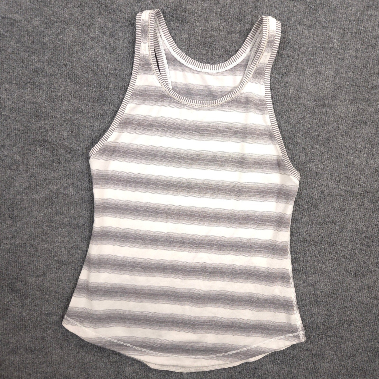 Lululemon Tank Top Womens 2 Gray Striped Racerback Athletic Gym Training Run Jog