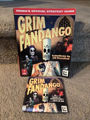 Grim Fandango PC CD-ROM 2 Disc Set With Rare Guide Book !