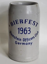 1963 Ramstein Officers Club BIERFEST Salt Glazed 1L Beer Stein GERMANY