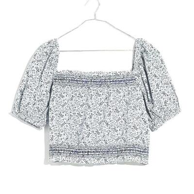 Madewell Puff Sleeve Crop Jeanette Top S *Florentine Floral* NWT!