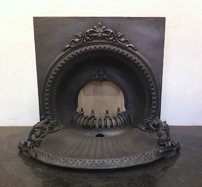 Restored Antique Victorian Style Cast Iron Fireplace Arched Insert
