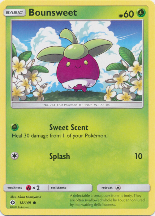 Pokemon Bounsweet - 18/149 - Common NM-Mint Sun & Moon Base Set