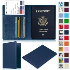 Premium Vegan Leather RFID Blocking Passport Holder Travel Wallet Case Cover