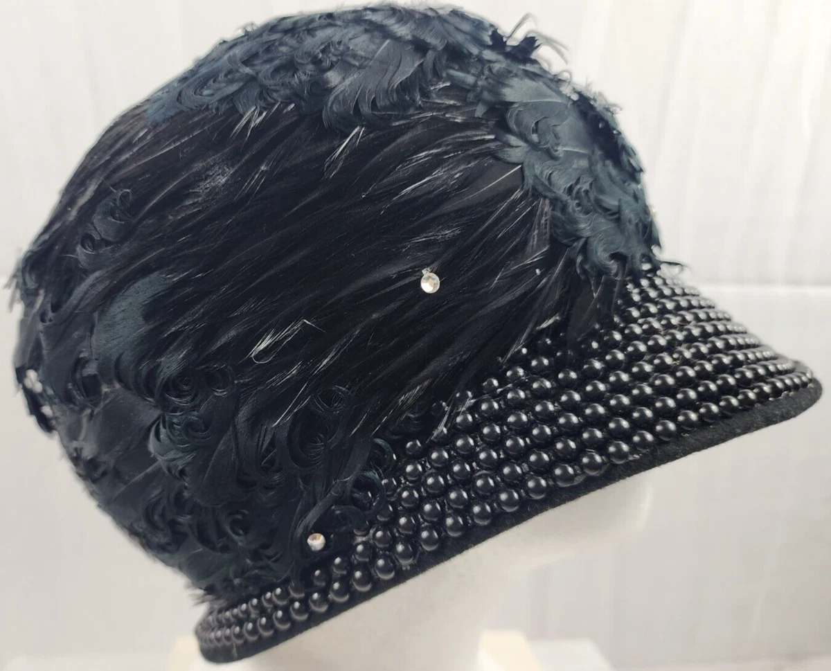 Beautiful Black Church Dress Hat by Jack McConnell Completed vintage hat repair - black velour prong set  main image 3