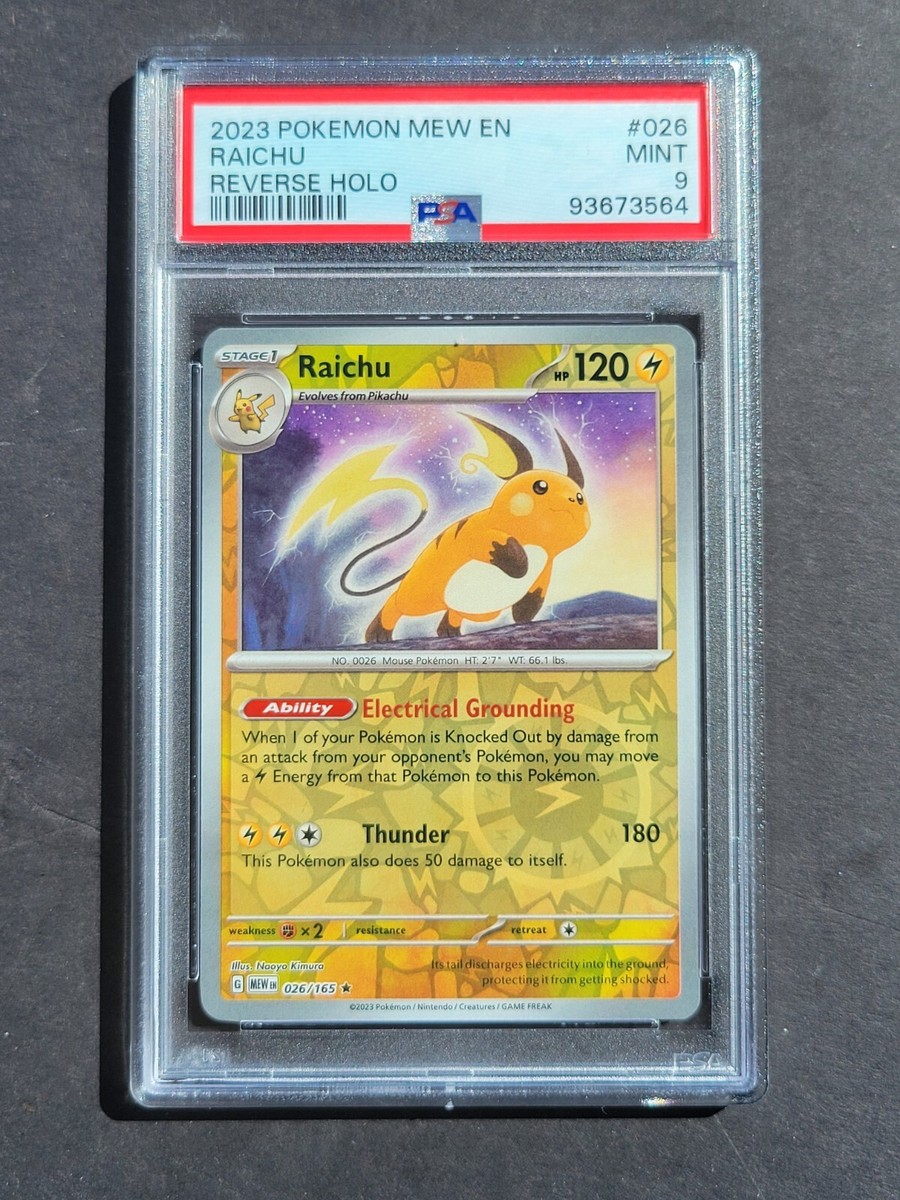 PSA 9 RAICHU 026/165 - S&V 151 MEW EN REVERSE HOLO RARE ENGLISH