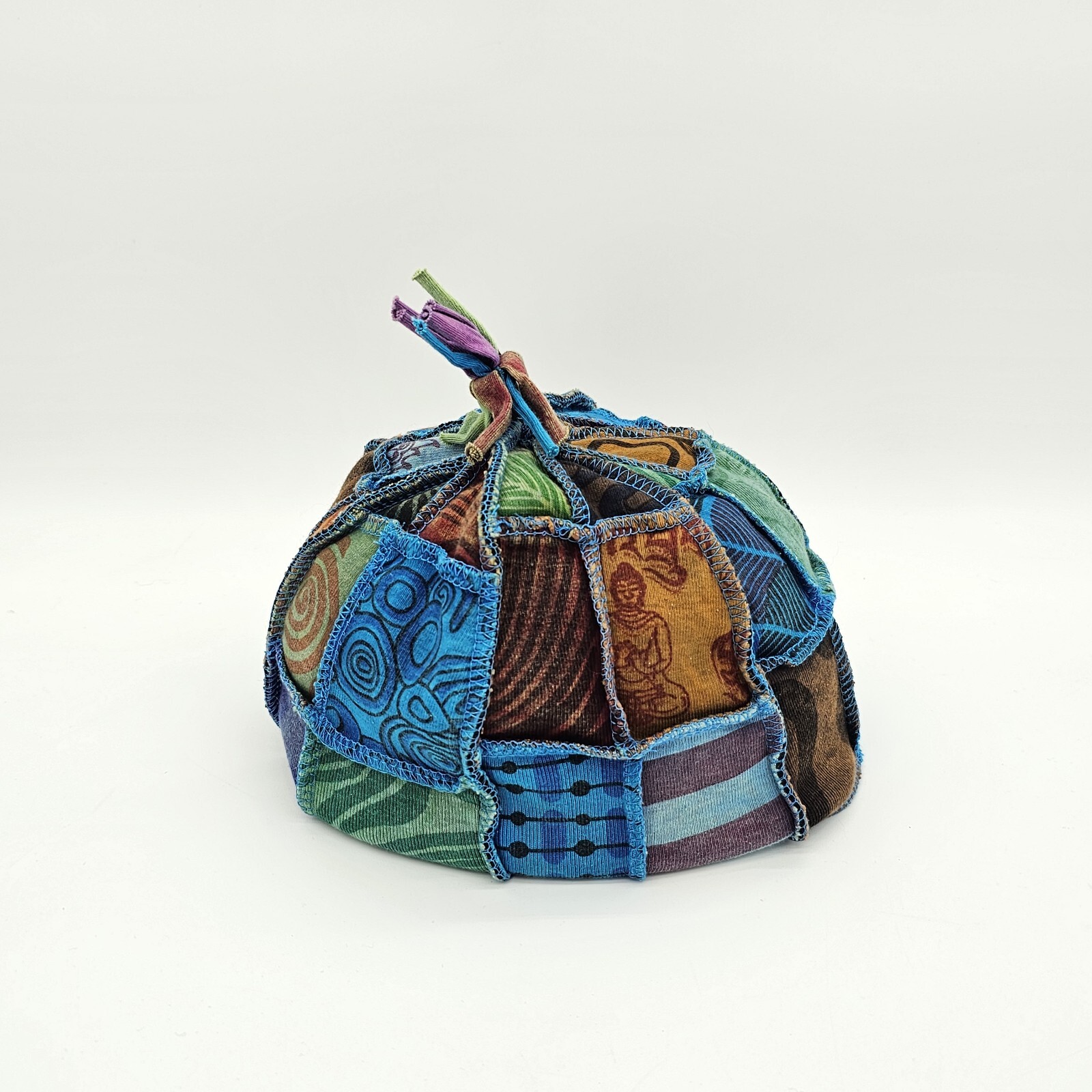 Handmade Patchwork Hobo Beanie Hat Arm Warmer Set… - image 2