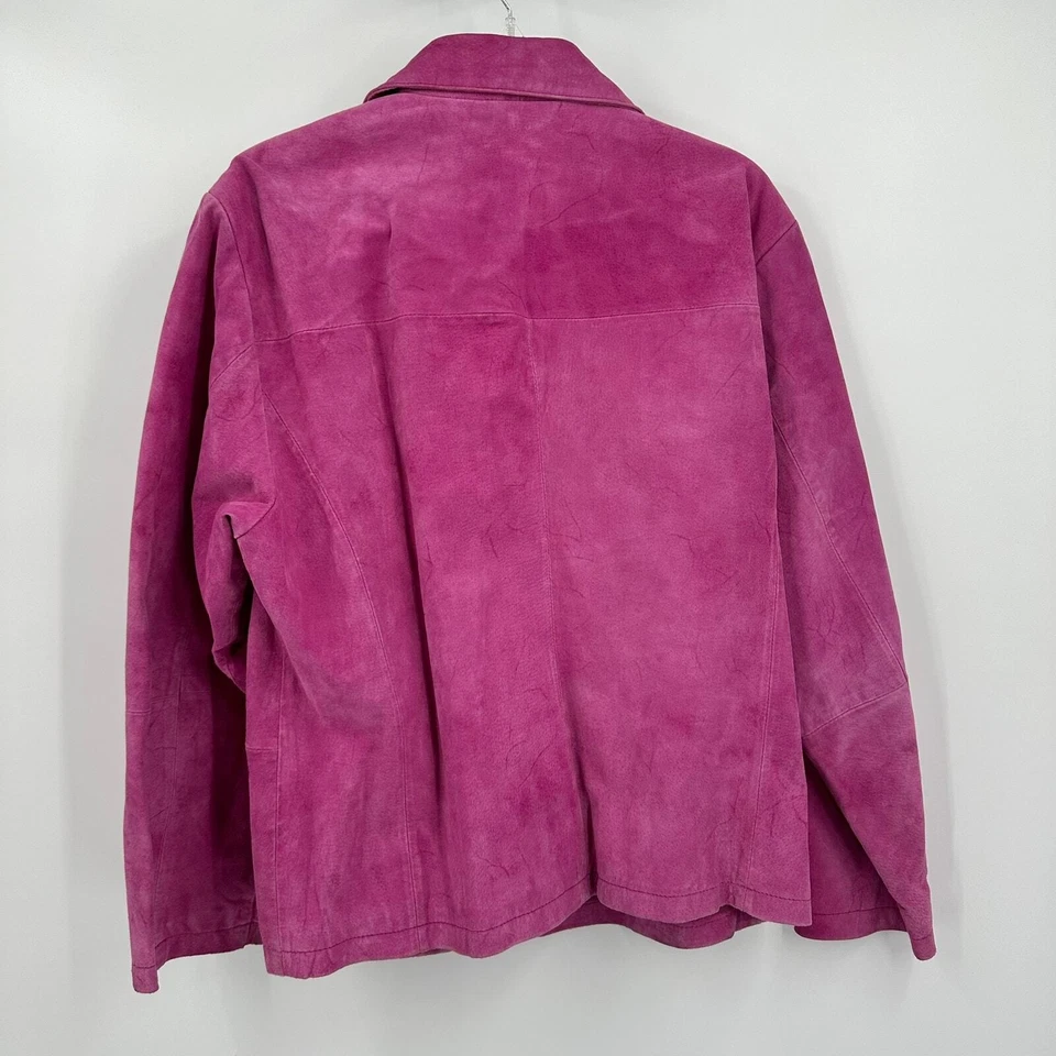 Chaqueta de gamuza rosa Lisa International para mujer talla XL boho hippie cremallera retro DEFECTUOSA Foto 2 de 4