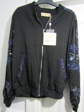 Asos Maya Deluxe Embellished Bomber Jacket Sequin Beaded Black 10 Petite New