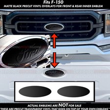 For 18-20 Ford F-150 Matte Black Blank Front Rear Decal Emblem Vinyl Overlay