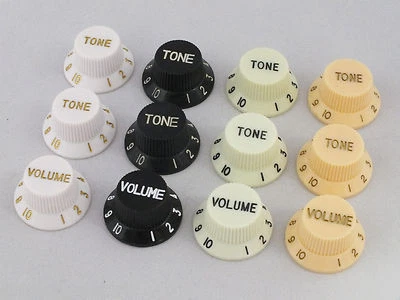 VOLUME & TONE KNOBS USA/Mex Fender & all other Stratocaster guitars 4 colours