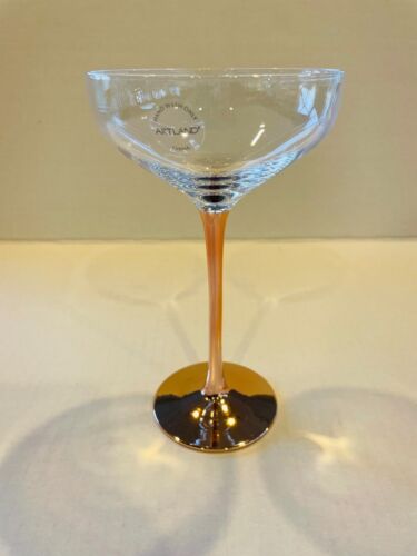ARTLAND NWT Coppertino Champagne Hand Blown Copper Stemmed Glass - Afbeelding 1 van 9