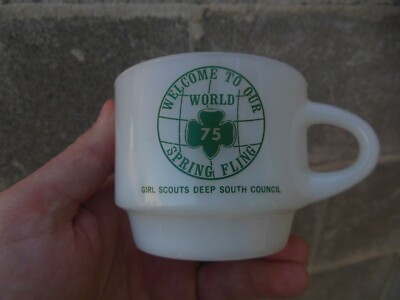 Vintage Girl Scouts Spring Fling Deep South Council Fire King Mug Cup