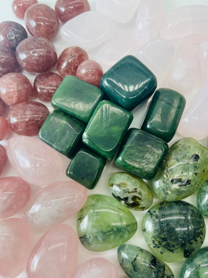 Trommelstein Set 1000gr. Natursteine Edelstein Natur AAA Qualität Herz Chakra - Bild 2 von 4