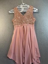 Meetjen Women's Sequin V Neck Cocktail A-Line Dress Blush Pink, 2XL