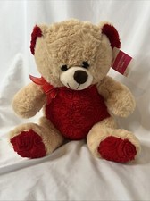 Way To Celebrate Valentine  s Day Plush Rose Red Honey Teddy Bear Stuffed 14  