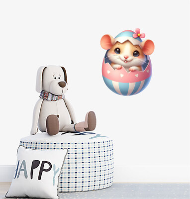 Ostern Maus in Eierschale Wandbild Schlafzimmer bunte Vinyl Aufkleber Abziehbilder a10087