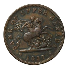 1857 Bank Upper Canada Penny Token St. George And The Dragon