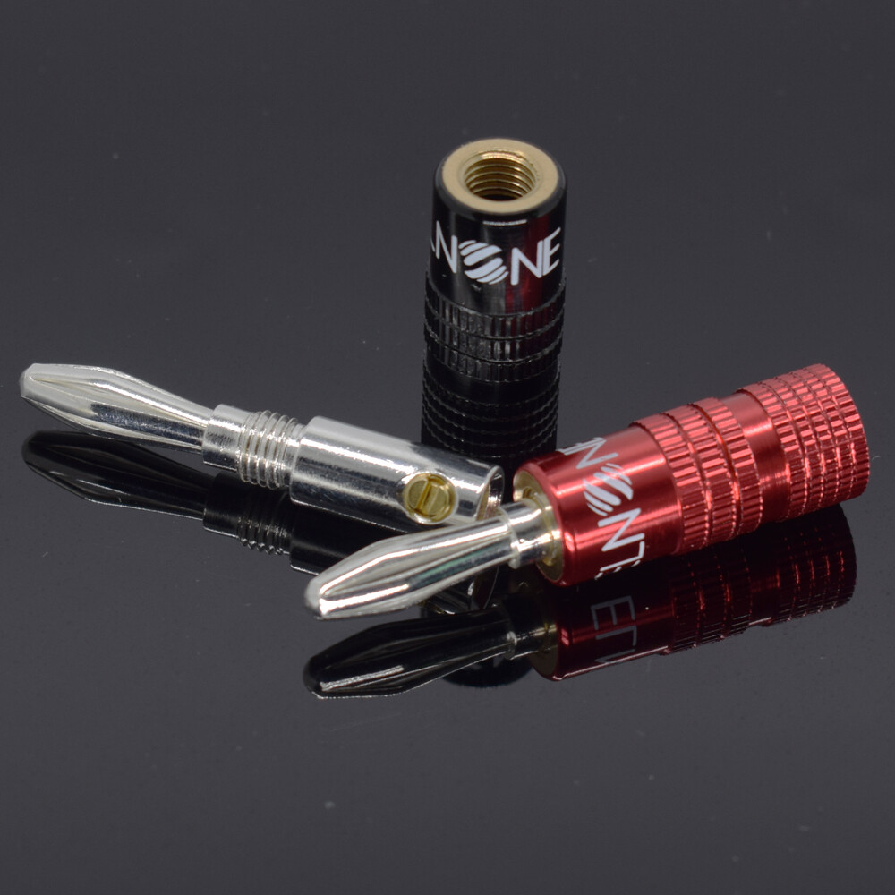 8pcs ELNONE High Quality Silver Plated Speaker Banana Plug Male Audio Connector