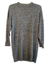 Vintage UNIQLO Women Medium Grey Ribbed Sweater dress L