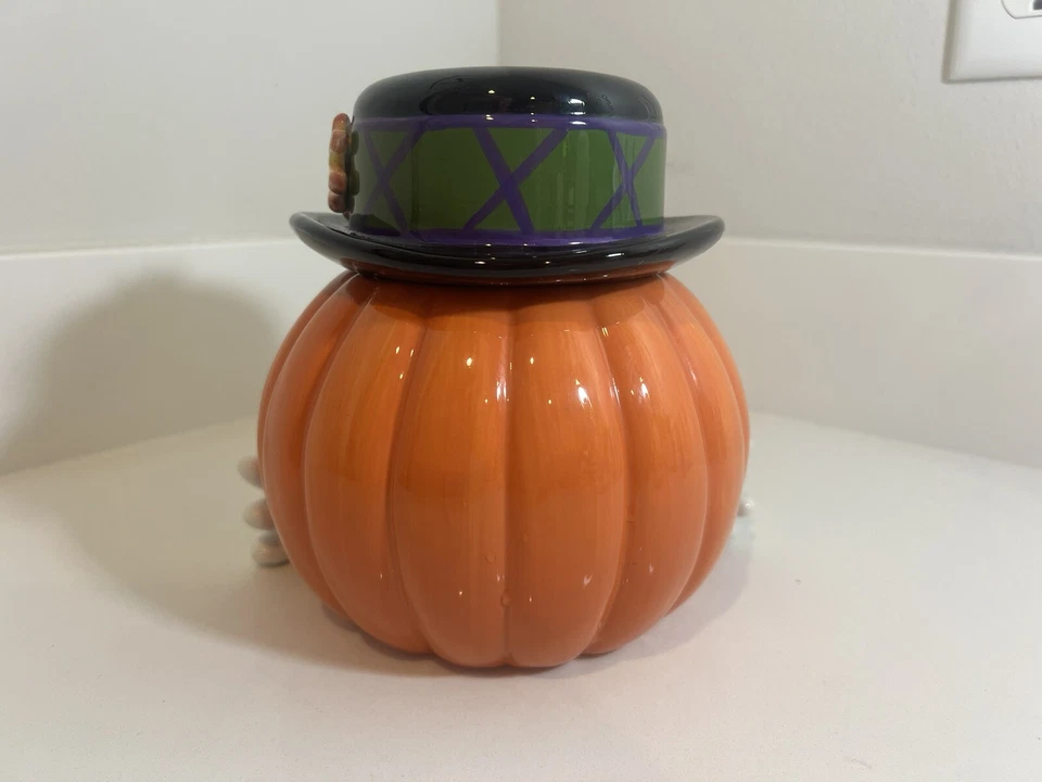 FITZ AND FLOYD ESSENTIALS Derby Pumpkin 2063/36 HALLOWEEN Lidded Ceramic BOX - Image 3 of 4
