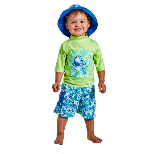Boys swimwear swimsuits set rash guard UPF 50+ Sun protection Dinosaur, shark - Picture 10 of 16