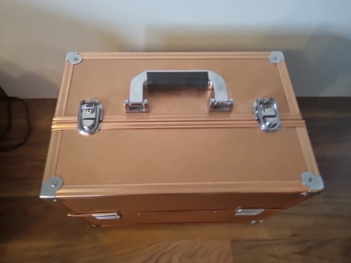 Large Rose Gold Lockable Storage Box / Case With 4 Tiers - Picture 2 of 8